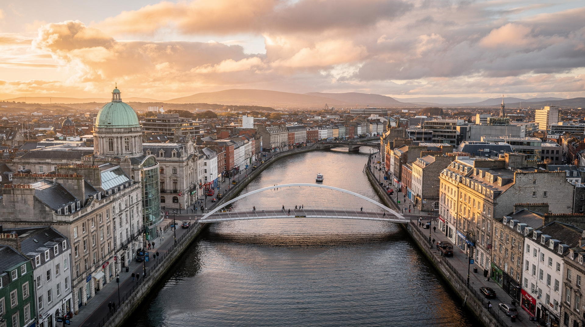 Dublin cityscape with the River Liffey and Georgian architecture